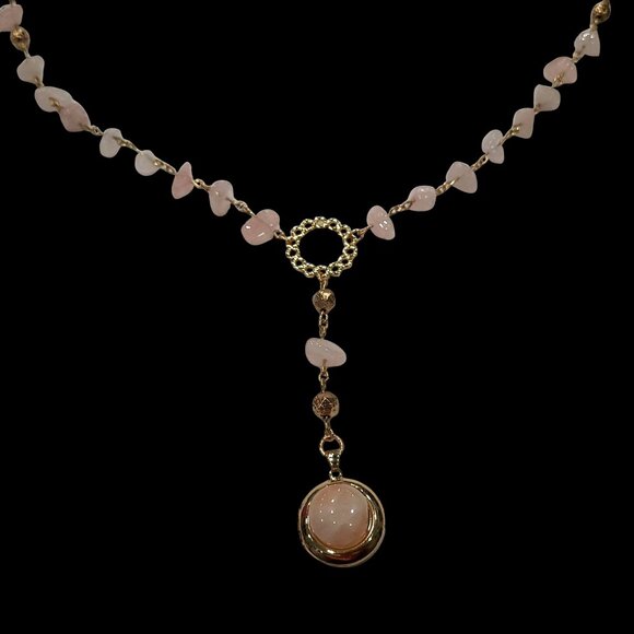Rose Quartz Y Necklace - Picture 1 of 2